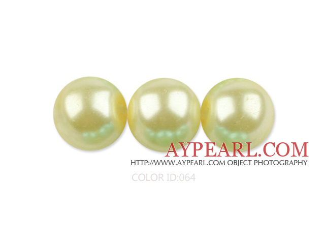 Glass pearl beads,8mm round,lemon, about 108pcs/strand,Sold per 32.28-inch strand