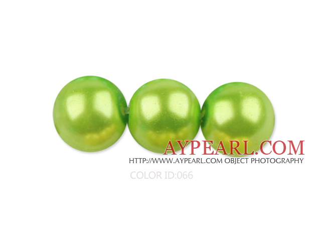 Glass pearl beads,8mm round,yellow green, about 108pcs/strand,Sold per 32.28-inch strand