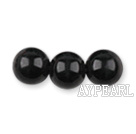 Glass pearl beads,8mm round,black, about 108pcs/strand,Sold per 32.28-inch strand