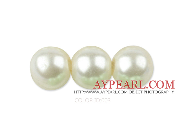 Glass pearl beads,10mm round,ivory, about 87pcs/strand, Sold per 32-inch strand