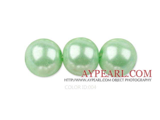Glass pearl beads,10mm round,apple green, about 87pcs/strand, Sold per 32-inch strand