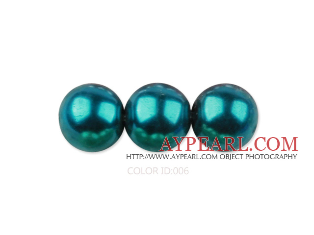 Glass pearl beads,10mm round,peacock blue, about 87pcs/strand, Sold per 32-inch strand