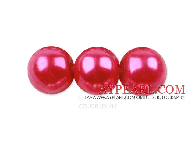 Glass pearl beads,10mm round,fuchsia, about 87pcs/strand, Sold per 32-inch strand