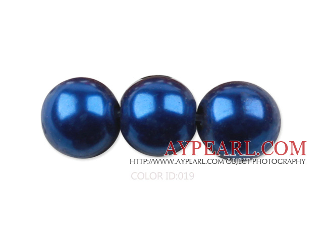 Glass pearl beads,10mm round,royalblue, about 87pcs/strand, Sold per 32-inch strand