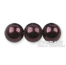 Glass pearl beads,10mm round,dark brown, about 87pcs/strand, Sold per 32-inch strand