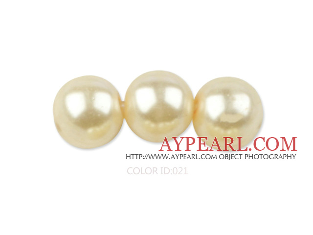 Glass pearl beads,10mm round,Khaki, about 87pcs/strand, Sold per 32-inch strand