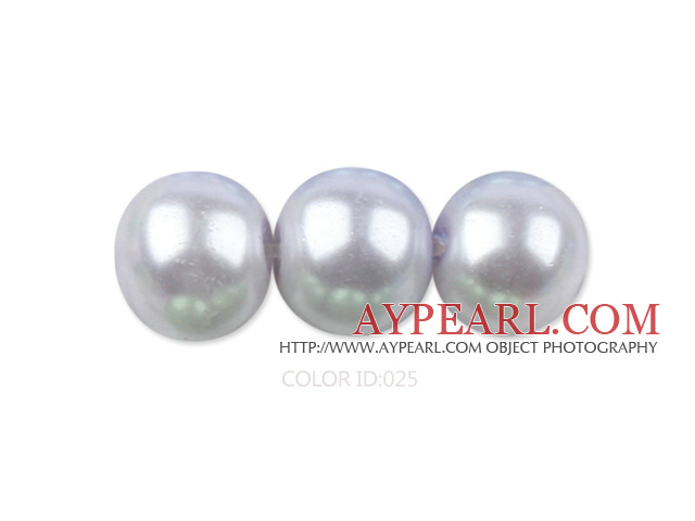 Glass pearl beads,10mm round,light grey, about 87pcs/strand, Sold per 32-inch strand