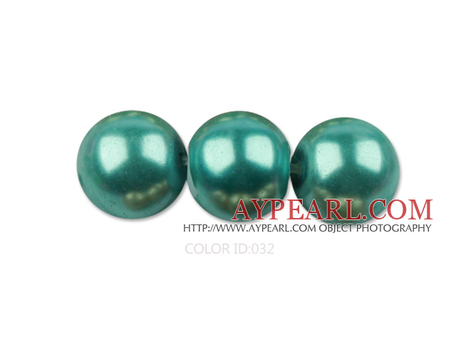 Glass pearl beads,10mm round,dark green, about 87pcs/strand, Sold per 32-inch strand