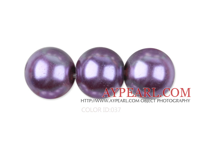 Glass pearl beads,10mm round,dark purple, about 87pcs/strand, Sold per 32-inch strand