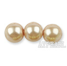 Glass pearl beads,10mm round,sand colour, about 87pcs/strand, Sold per 32-inch strand