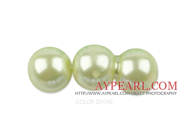 Glass pearl beads,10mm round,light lemon, about 87pcs/strand, Sold per 32-inch strand