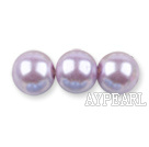 Glass pearl beads,10mm round,light purple, about 87pcs/strand, Sold per 32-inch strand