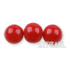 Glass pearl beads,10mm round,red, about 87pcs/strand, Sold per 32-inch strand