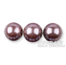 Glass pearl beads,10mm round,purple, about 87pcs/strand, Sold per 32-inch strand
