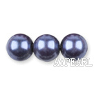 Glass pearl beads,10mm round,blueberry, about 87pcs/strand, Sold per 32-inch strand
