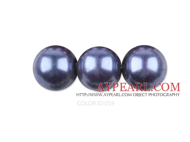 Glass pearl beads,10mm round,blueberry, about 87pcs/strand, Sold per 32-inch strand