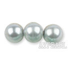 Glass pearl beads,10mm round,cyan, about 87pcs/strand, Sold per 32-inch strand