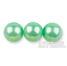 Glass pearl beads,10mm round,aquamarine, about 87pcs/strand, Sold per 32-inch strand