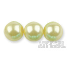 Glass pearl beads,10mm round,lemon, about 87pcs/strand, Sold per 32-inch strand