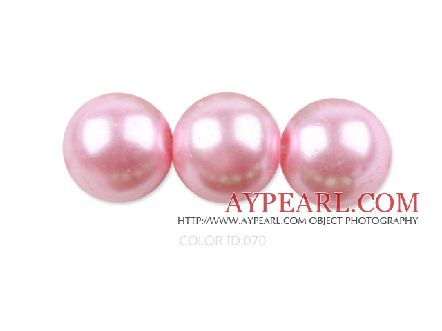 Glass pearl beads,10mm round,light pink, about 87pcs/strand, Sold per 32-inch strand