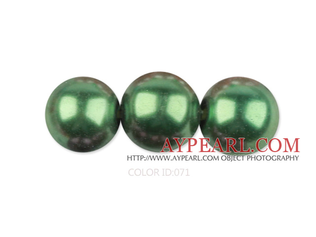 Glass pearl beads,10mm round,olive, about 87pcs/strand, Sold per 32-inch strand