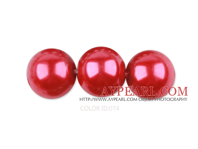 Glass pearl beads,10mm round,wine, about 87pcs/strand, Sold per 32-inch strand