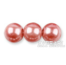 Glass pearl beads,10mm round,peach, about 87pcs/strand, Sold per 32-inch strand