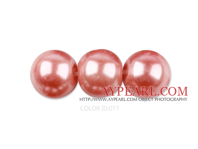 Glass pearl beads,10mm round,peach, about 87pcs/strand, Sold per 32-inch strand