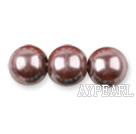 Glass pearl beads,10mm round,pourpre, about 87pcs/strand, Sold per 32-inch strand