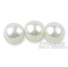Glass pearl beads,12mm round,white, about 71pcs/strand, Sold per 32-inch strand