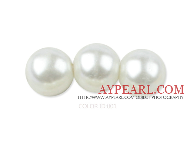 Glass pearl beads,12mm round,white, about 71pcs/strand, Sold per 32-inch strand