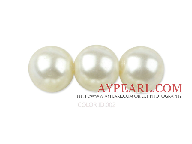 Glass pearl beads,12mm round,ivory, about 71pcs/strand, Sold per 32-inch strand