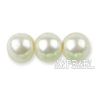 Glass pearl beads,12mm round,ivory, about 71pcs/strand, Sold per 32-inch strand