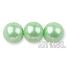 Glass pearl beads,12mm round,apple green, about 71pcs/strand, Sold per 32-inch strand