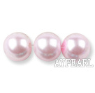 Glass pearl beads,12mm round,pink, about 71pcs/strand, Sold per 32-inch strand