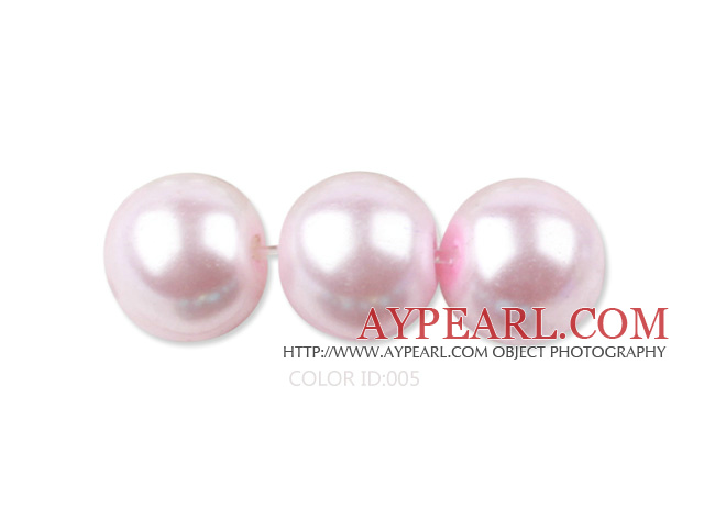 Glass pearl beads,12mm round,pink, about 71pcs/strand, Sold per 32-inch strand