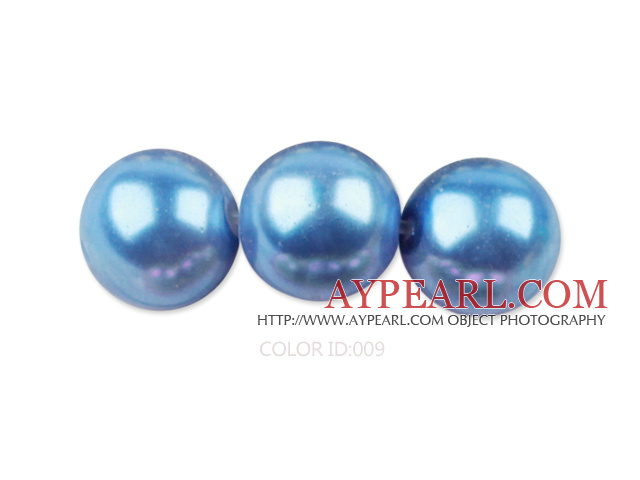 Glass pearl beads,12mm round,blue, about 71pcs/strand, Sold per 32-inch strand