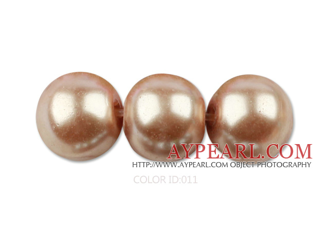 Glass pearl beads,12mm round,light coffee, about 71pcs/strand, Sold per 32-inch strand