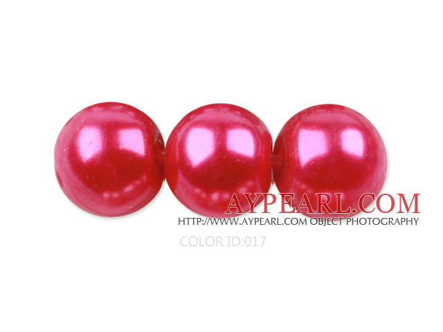Glass pearl beads,12mm round,fuchsia, about 71pcs/strand, Sold per 32-inch strand