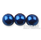 Glass pearl beads,12mm round,royalblue, about 71pcs/strand, Sold per 32-inch strand