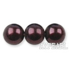 Glass pearl beads,12mm round,dark brown, about 71pcs/strand, Sold per 32-inch strand