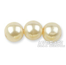 Glass pearl beads,12mm round,Khaki, about 71pcs/strand, Sold per 32-inch strand