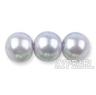 Glass pearl beads,12mm round,light grey, about 71pcs/strand, Sold per 32-inch strand