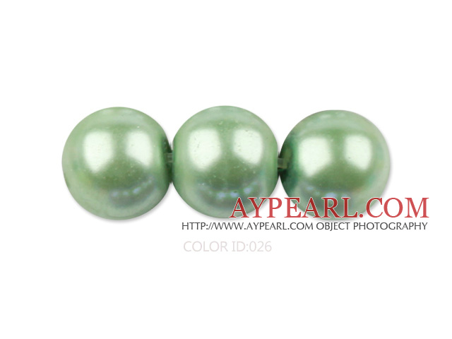 Glass pearl beads,12mm round,light green, about 71pcs/strand, Sold per 32-inch strand