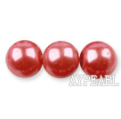 Glass pearl beads,12mm round,watermelon, about 71pcs/strand, Sold per 32-inch strand