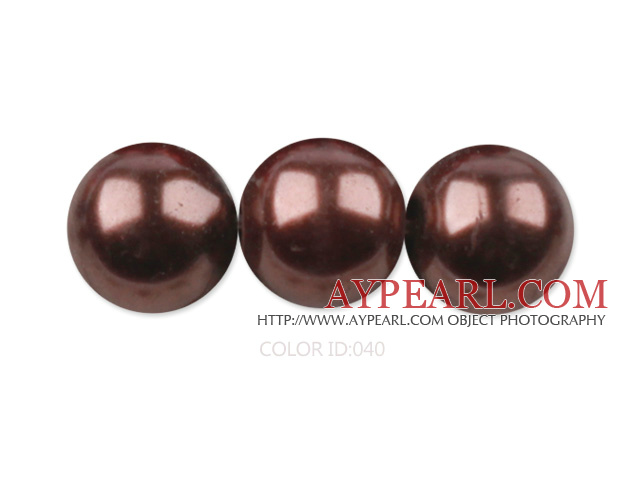 Glass pearl beads,12mm round,brown, about 71pcs/strand, Sold per 32-inch strand