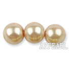 Glass pearl beads,12mm round,sand colour, about 71pcs/strand, Sold per 32-inch strand