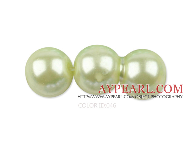 Glass pearl beads,12mm round,light lemon, about 71pcs/strand, Sold per 32-inch strand