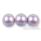 Glass pearl beads,12mm round,light purple, about 71pcs/strand, Sold per 32-inch strand