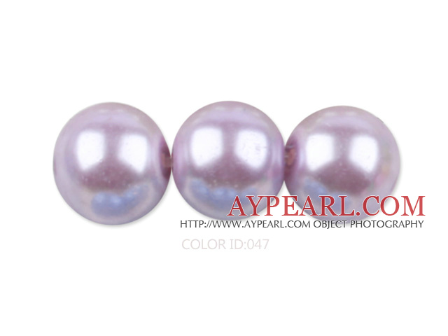 Glass pearl beads,12mm round,light purple, about 71pcs/strand, Sold per 32-inch strand